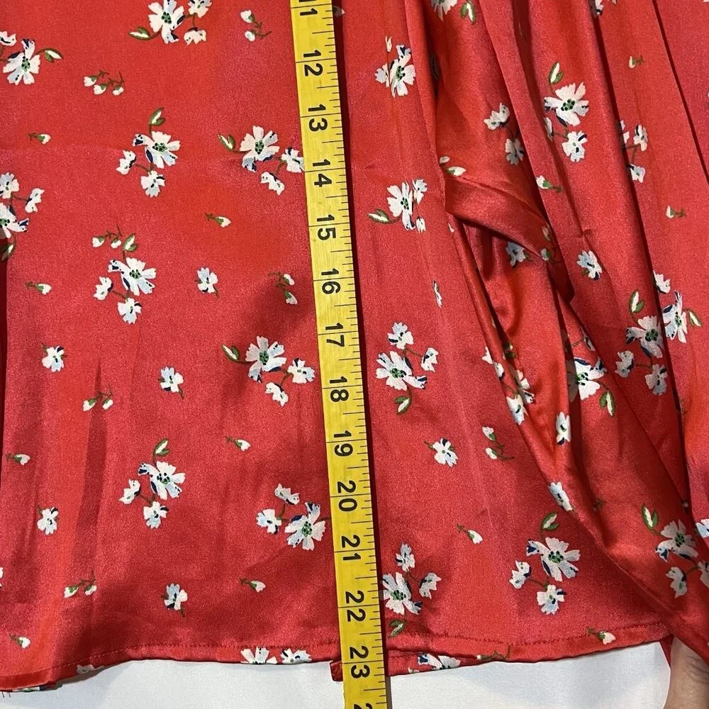 asos Women’s Top Size 2 Red Floral Blouse Long Sleeve Open Back Christmas - Picture 8 of 13